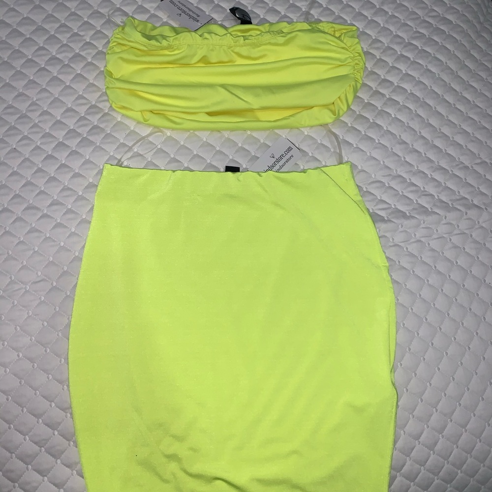 New, with tags! 2 piece neon yellow set